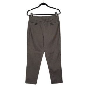 ZOE BY ZOE PHOEBE Black Print Braided Pocket Slim Pull On Pants Large
